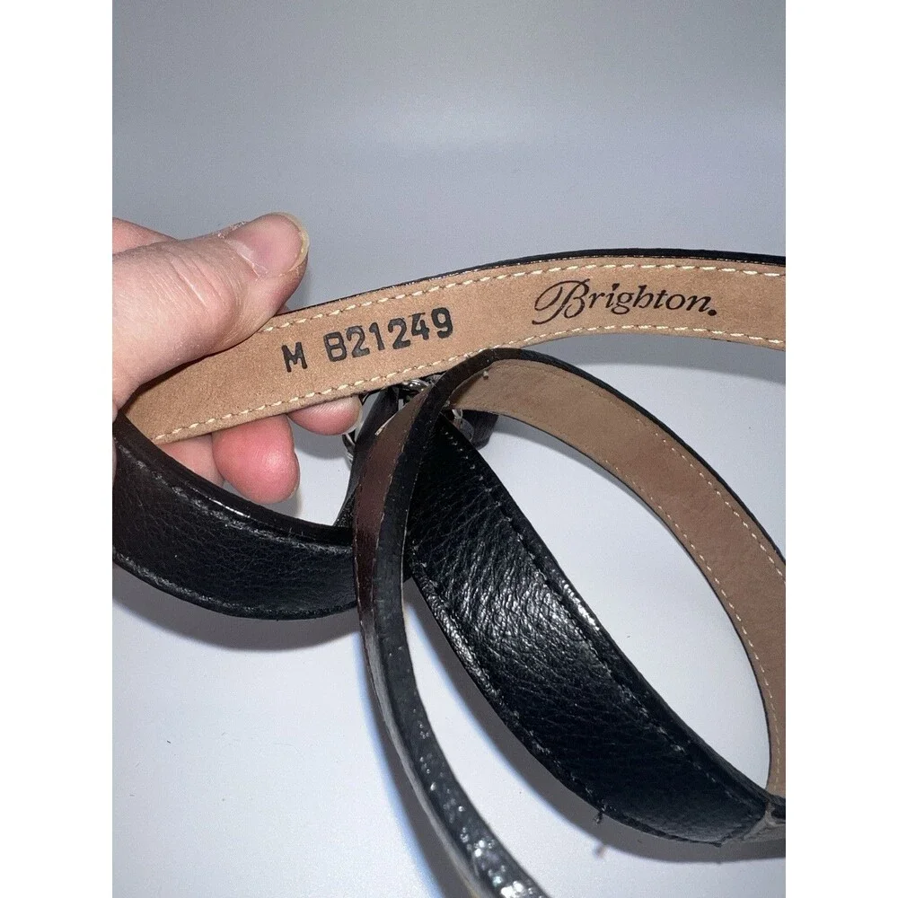 Brighton BLOCK PARTY Leather Belt Sz M 36-38 two-tone brown USA Made B21249